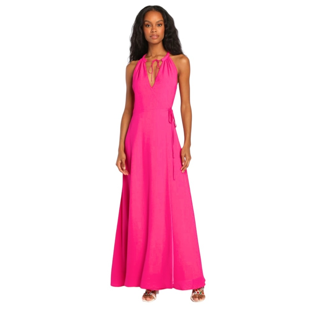 NWT Lulus | Hot Pink Wrap Maxi Dress | size M